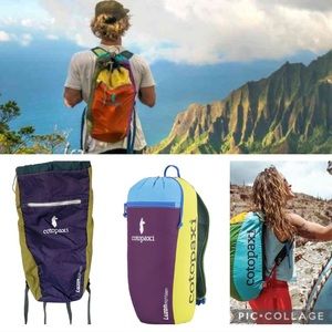 Cotopaxi Luzon Eighteen 18L Drawstring Day Backpack Purple Green Blue Pockets
